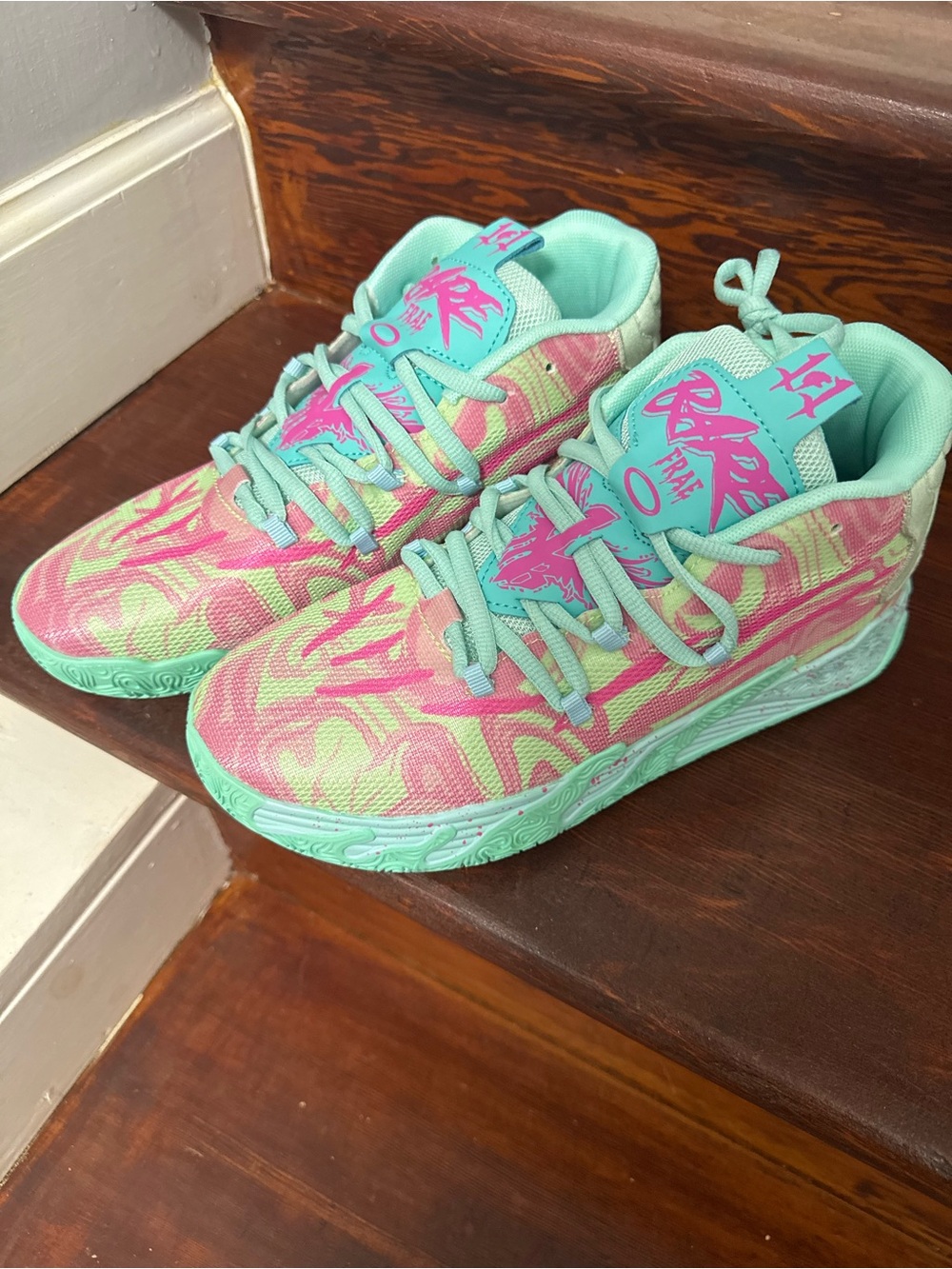 Puma unisex Mint Green & Pink Athletic Sneakers